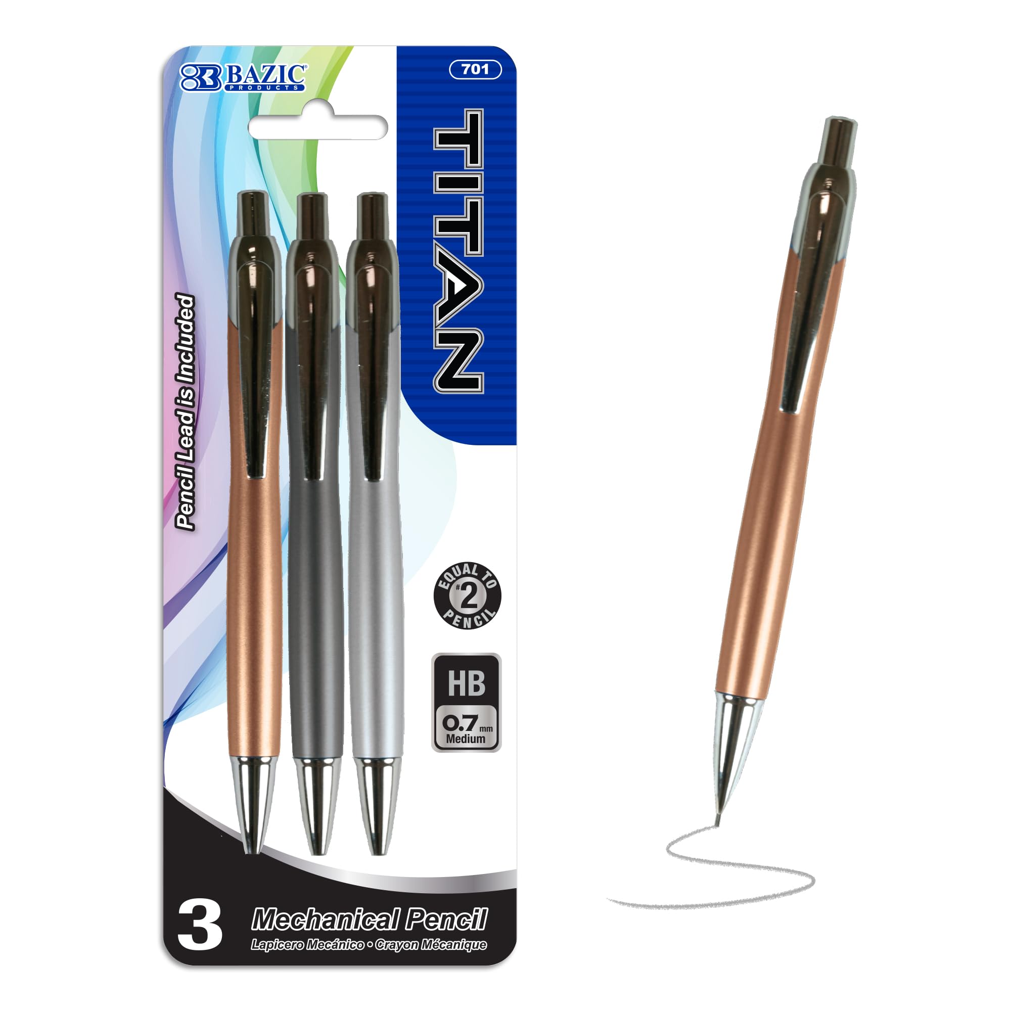 Amazon.com : BAZIC Crystal Mechanical Pencil, 0.7 mm, Assorted, 4
